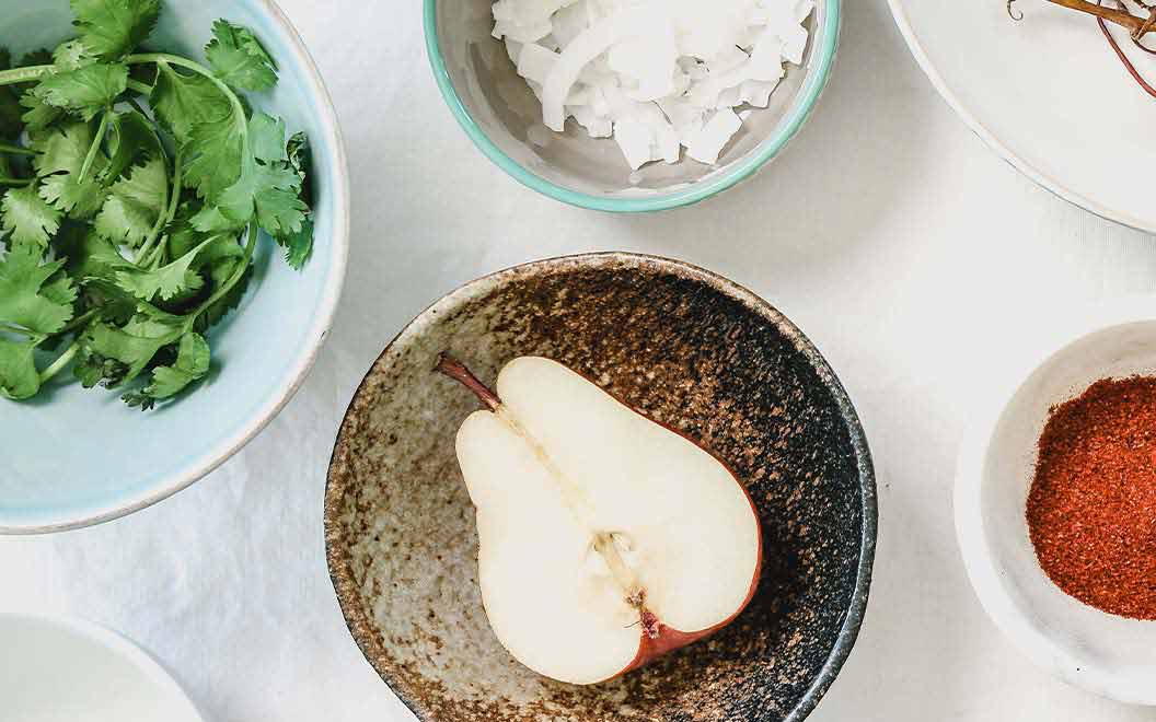 Fruits and Seeds with Spice Bowls